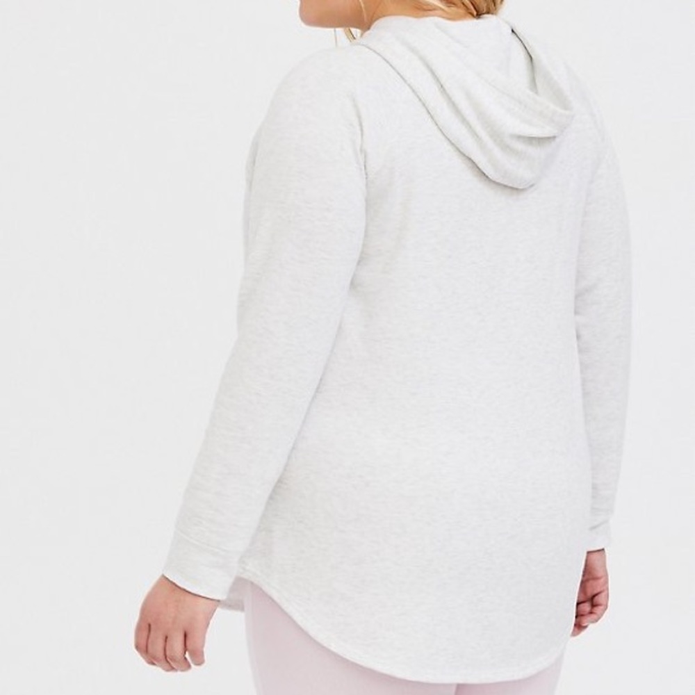 Women’s Torrid Fleece Raglan Tunic Hoodie Oatmeal Heather Size 0 - Picture 3 of 8